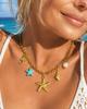 18K Gold Plated Pearl, Shell, Conch, Starfish Summer Beach Necklace for Women, Stainless Steel Waterproof Charm Jewelry