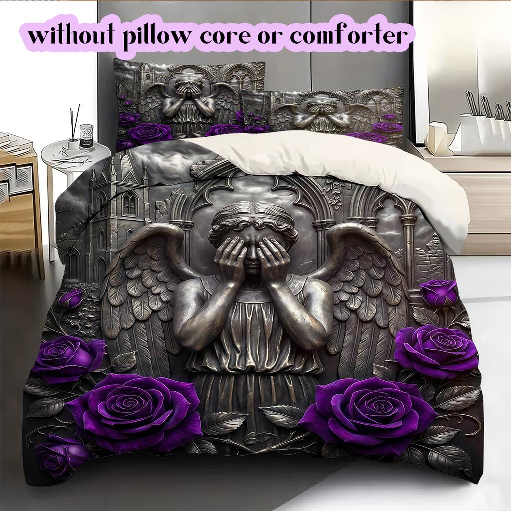 Mythical Characters Pattern Bedding Quilt Set Quilt Cover Pillowcase Home Decoration Birthday Gift (1 * duvet cover + 2 * pillowcase, without core)