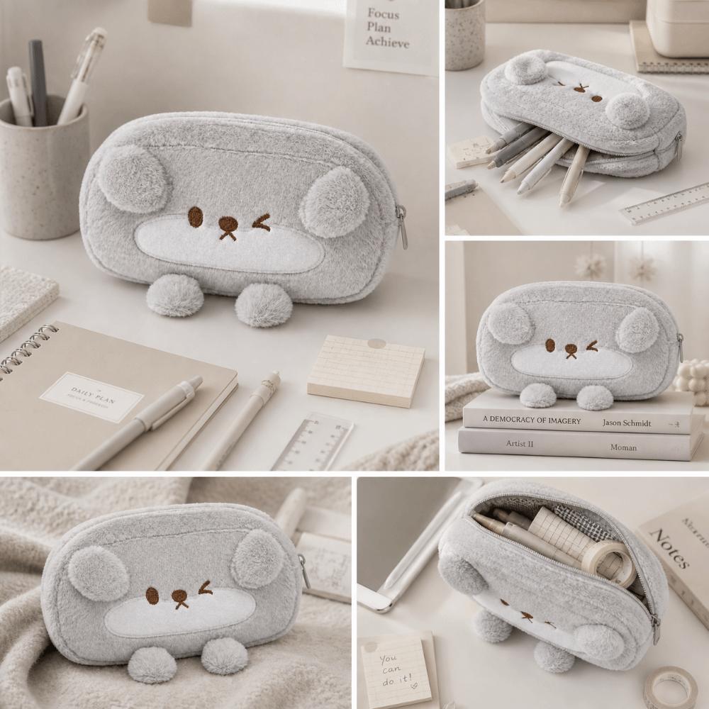 Otter Shape Pen Bag Plush Stationery Bag Portable Pencil Case  School Supplies
