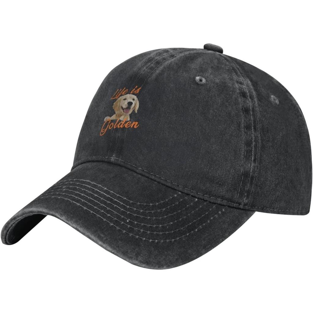 Life Is Golden Retriever Dog Baseball Cap Washed Cotton Dad Hat for Unisex Casual Sun Protection