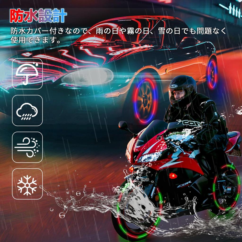 Koongloong Air Valve Cap US Type Tire Valve Car LED RGB Valve Cap Red Green Blue (4)