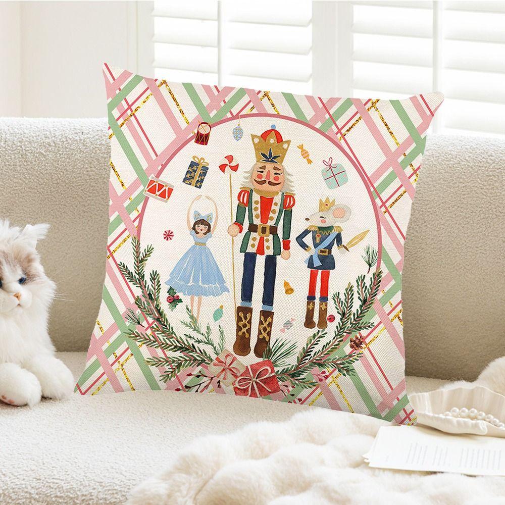 2Pcs 45x45cm Flax Cushion Cover Soft Sofa Pillowcase Merry Christmas Cushion Cover  Christmas