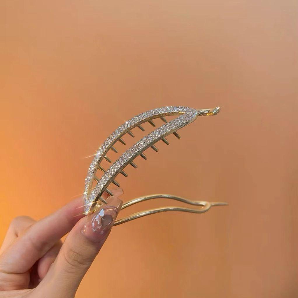 Elegant Women's Full Diamond Twist Hair Clip and Bobby Pin Set