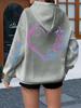 Niche, love butterfly print hooded sweater loose and versatile couple's men's and women's coat top