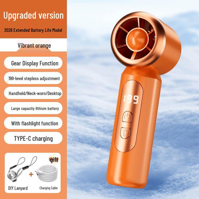 VANSKING Digital Display Handheld Fan with Flashlight