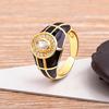 Nidin Charming Zircon Grid Stripe Oil Dripping Creative Retro Ring 7 Colors Open Adjustable Popular Jewelry Party Holiday Gift