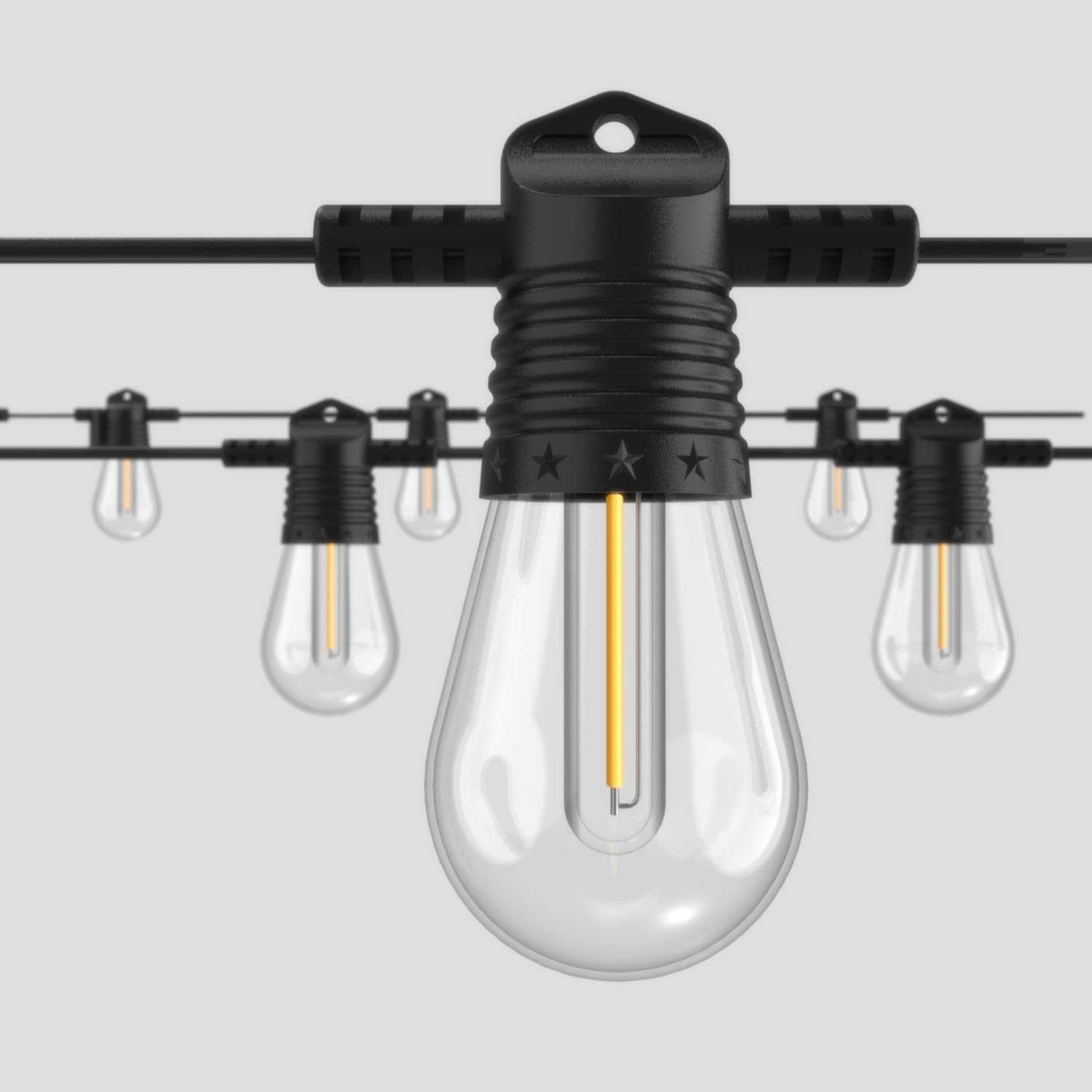 

alitade 15m Outdoor LED String with Fixed Length Extension 16 S14 Bulb Warm PC Party Garden Party Shopping Street Lights, Rainproof, Cord, Sockets,