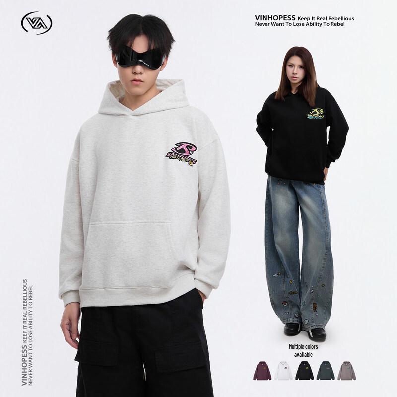 WeiHongSi American Embroidered Heavyweight Hooded Sweatshirt 2XL
