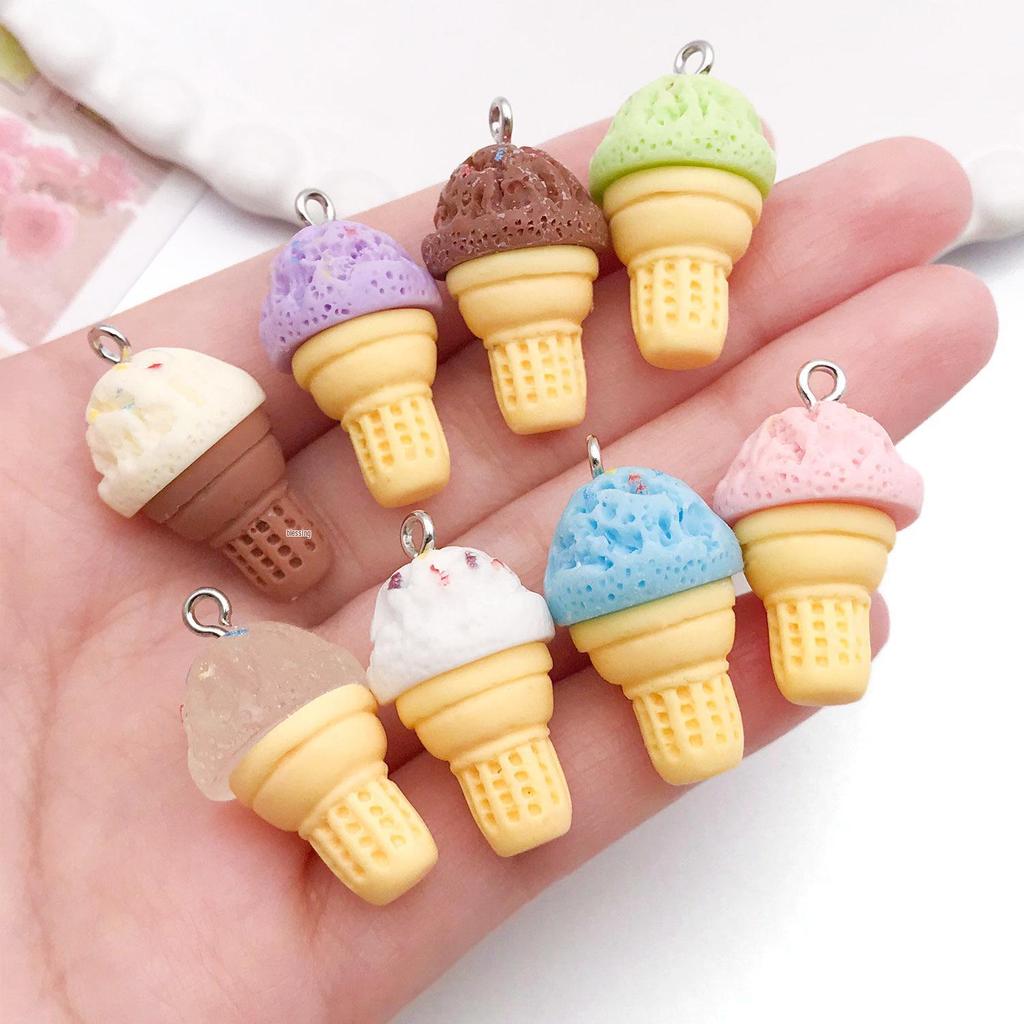 DIY Resin Summer Ice Cream Charms - 8 Colors, 15x28mm - for Bracelets, Necklaces, Keychains, Small Pendants