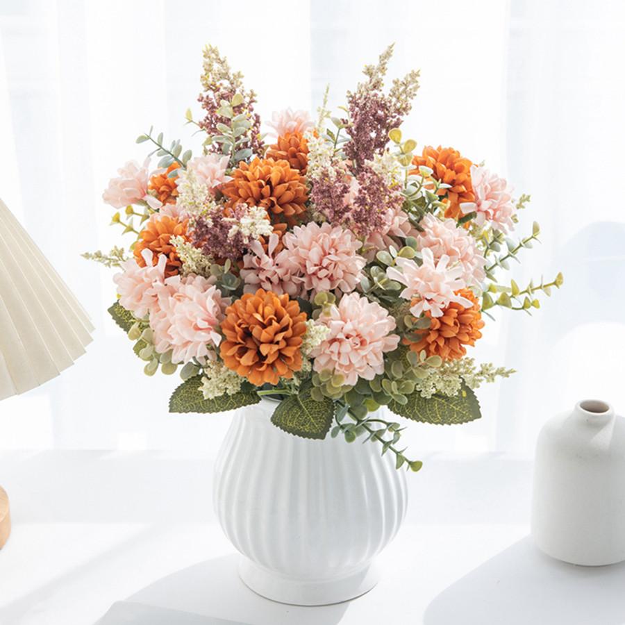 Artificial Flower Lavender Ball Chrysanthemum Combination bouquet Home BedroomDecoration Wedding Dining Table Centerpiece Bridal