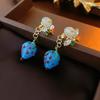 Baroque Style Zircon Earrings,Ornate Filigree Gemstone Earrings,Vintage Gemstone Drop Earrings,