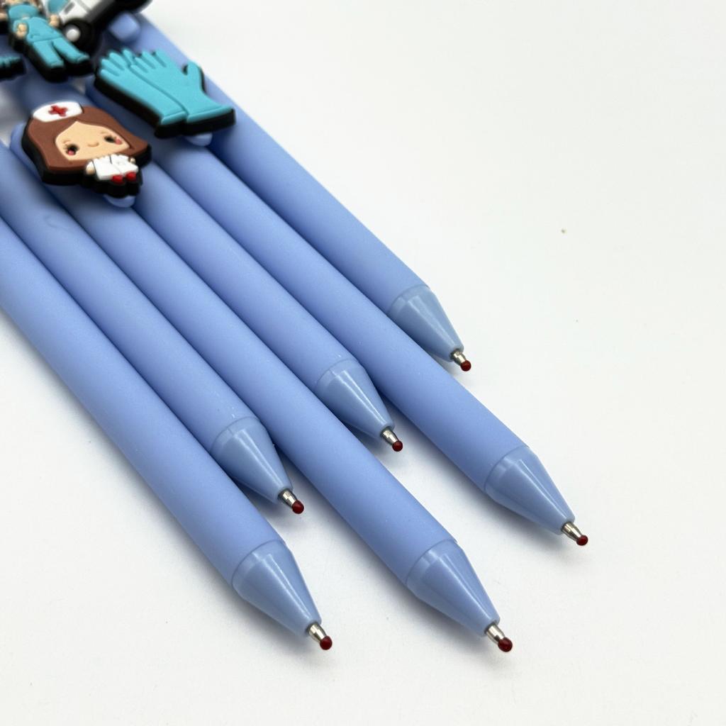 10Pcs Sky Blue Series Medical Pens, Quick-Dry Plastic Ballpoint Pens with Medium Tip, Suitable for Nurses and Healthcare Professionals, Perfect Hallow