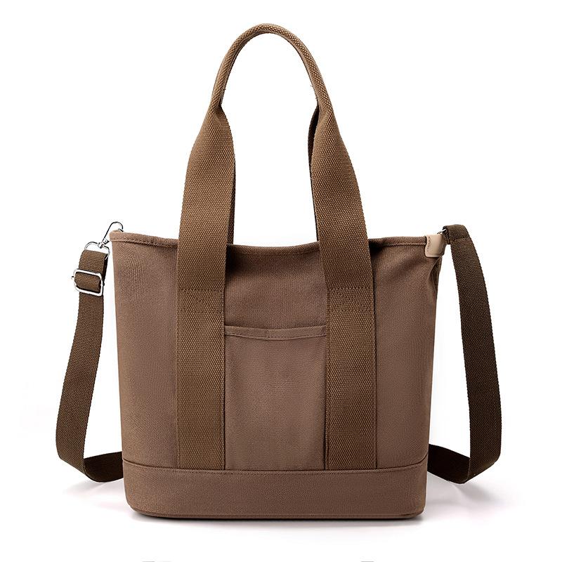 Simple Wide Strap Canvas Tote Bag - Durable Lightweight Shoulder Bag for Casual Commuting