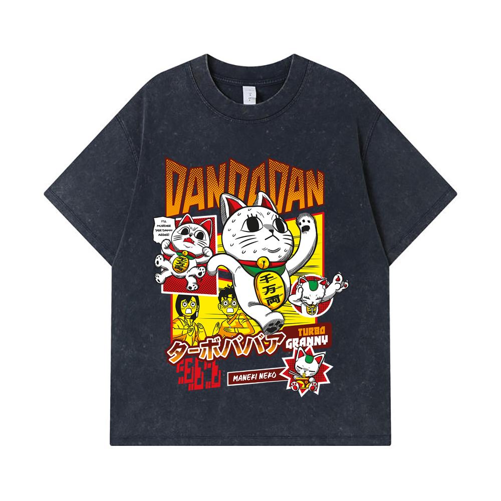275 GSM Washed T-shirts 100% Cotton Dandadan V31 Turbo Granny Print Unisex Heavy Cotton T Shirt