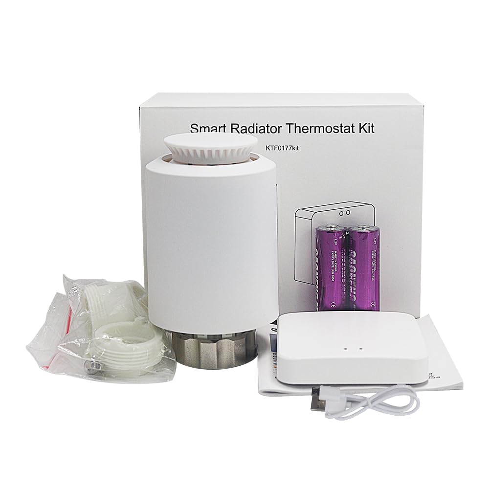 Ketotek Intelligentes TRV Heizkörperthermostatventil WiFi Zigbee Starterkit mit Hub, Kompatibel mit Alexa, Smart Life/Tuya App-Steuerung