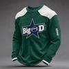Men's Rugby Print Knit Crewneck Top, Casual Pullover Shirt for Everyday Wear