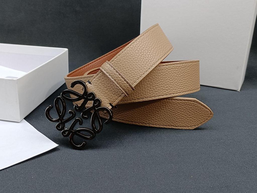 Loewe Glatte Schnalle Litschi-Prägung Herren Ledergürtel - Vielseitig, Modischer Influencer-Stil Auf Lager