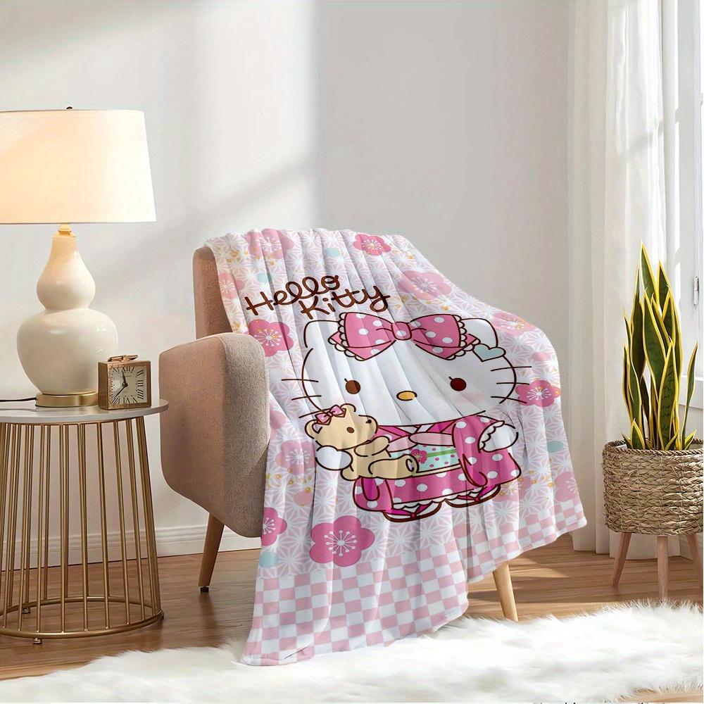 1pc Hello Kitty Themed Home Flannel Blanket - Seasonal Universal Comfortable Washable Gift for All Ages, Suitable for All Family, Available
