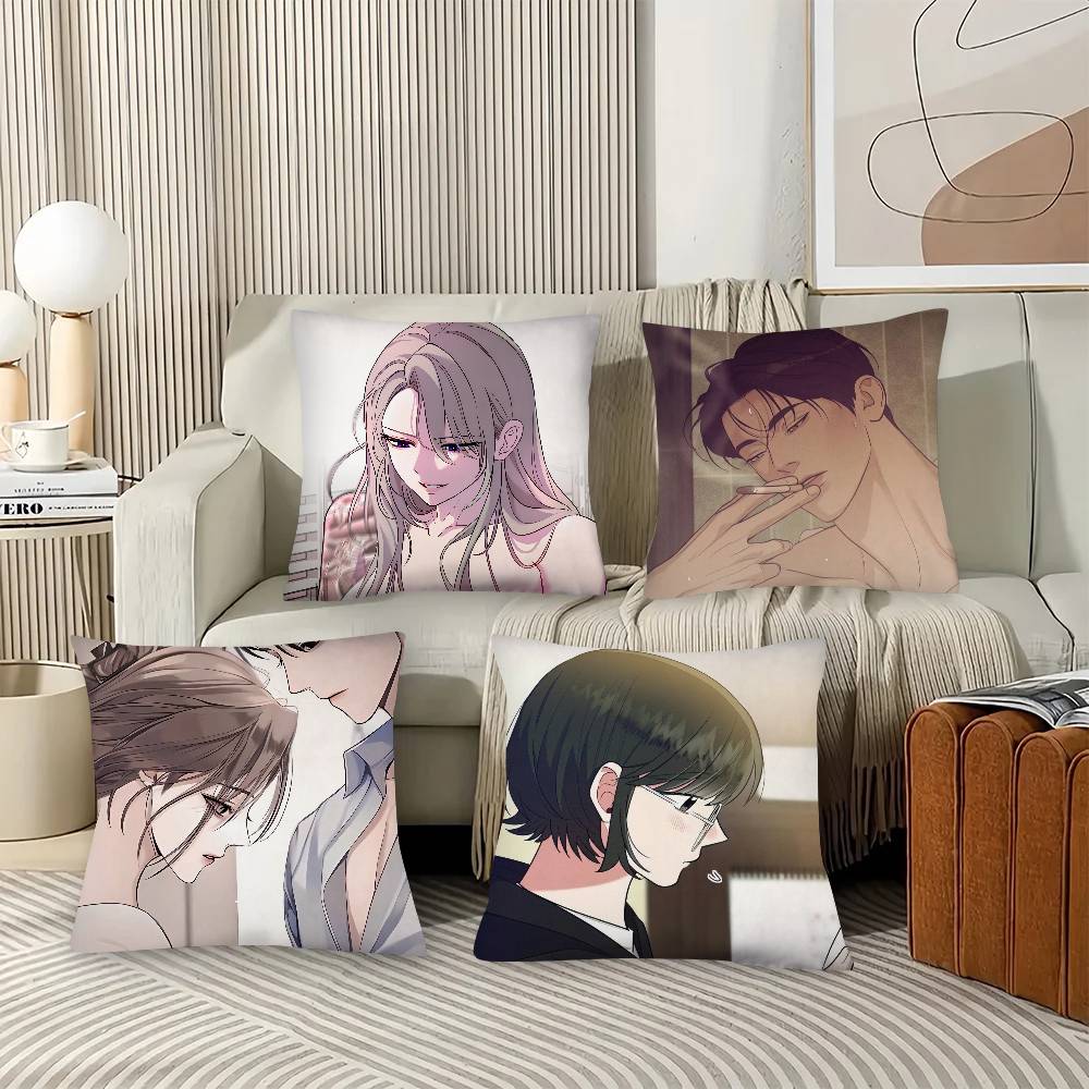 1pc Cute Korea Manhwa Lapel Pillow Case Fashion Square Pillowcase Bedroom Sofa Room Ins Decoration Leisure