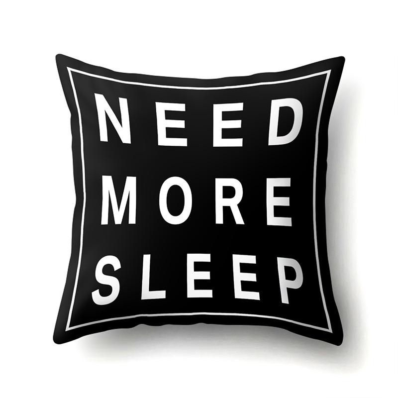 Polyester Pillowcase Black and White Printed Pillowcase Waist Cushion Cover Geometric Cushion Head Cushion Cover