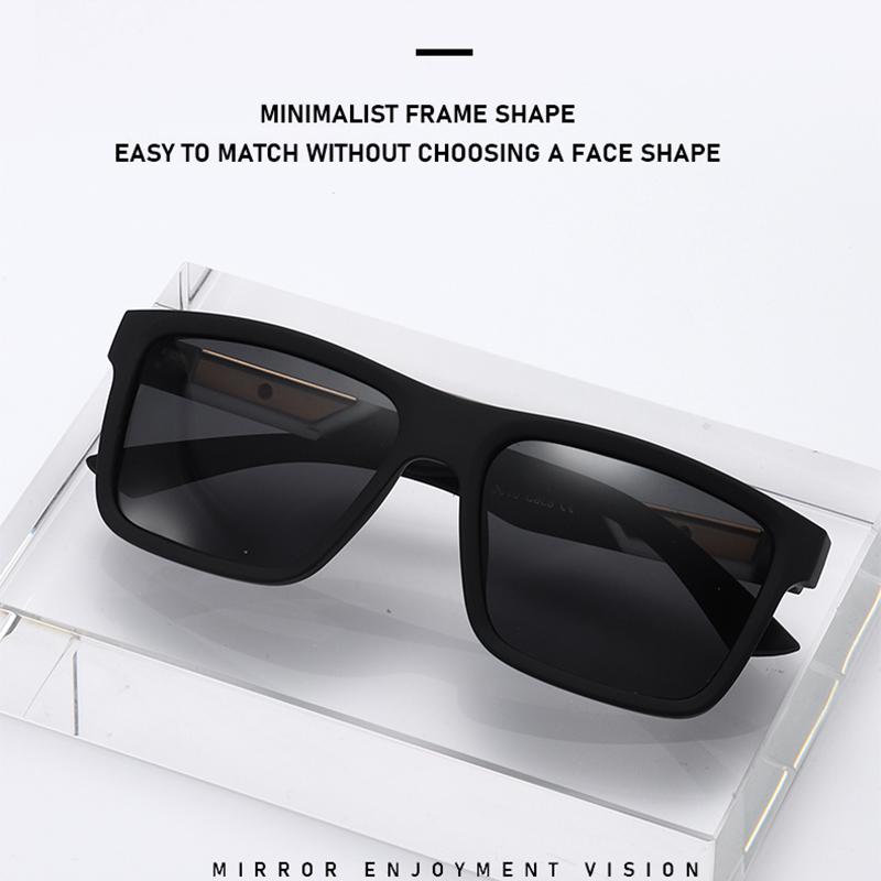 Textured Square Sunglasses Metal Edging Design Simple Frame Shape Face Shape Friendly Daily Versatile Sunscreen Sunglasses 3010