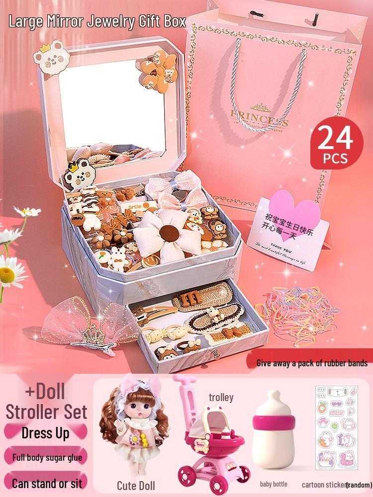 Elsa Princess Doll Stroller & Dress-Up Playset for Girls Age 3-4