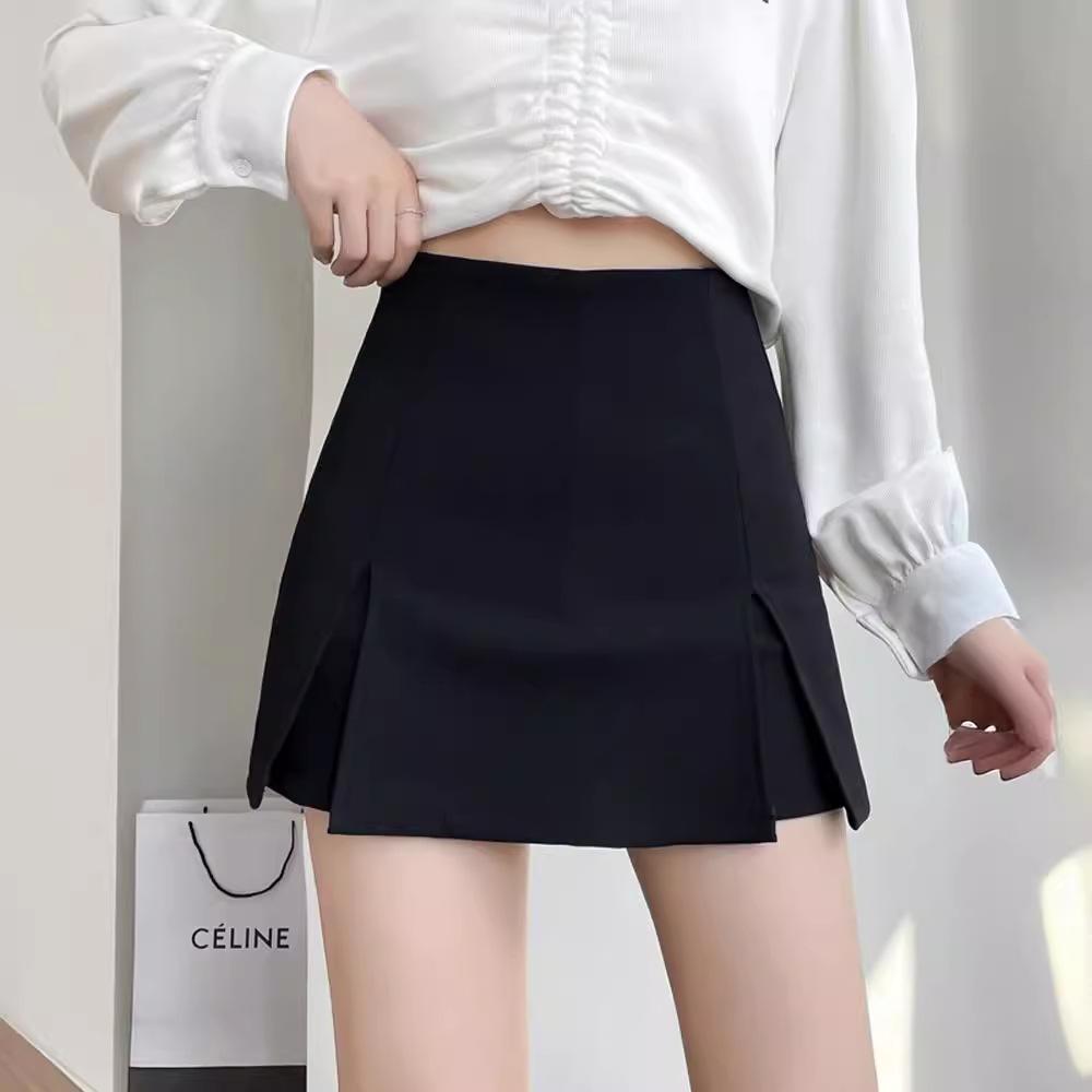 

2024 Women s Fashion Black Slit Midi Skirt - Slimming High Waist A-Line Design XXL