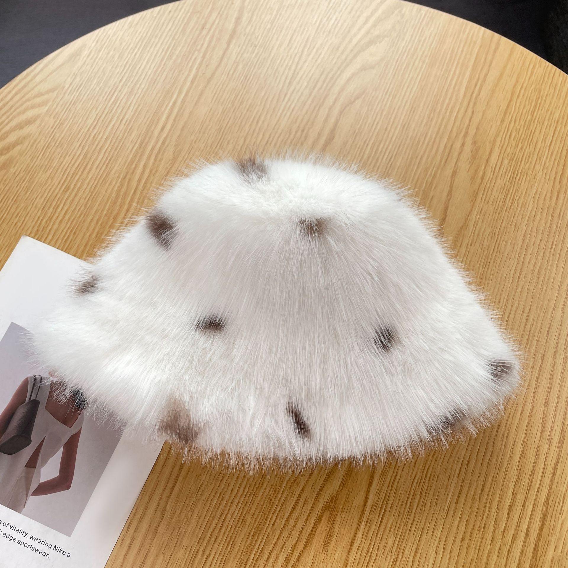 

Autumn and winter thickened, warm ear protection, plush spots, versatile bucket hat girl 56-59cm (suede lining)
