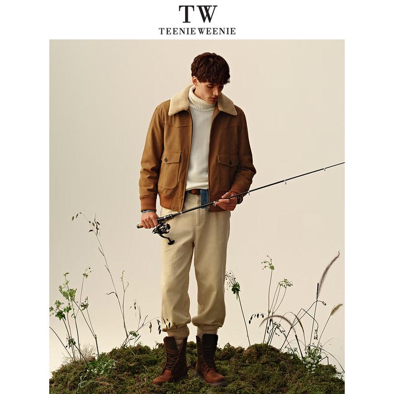 Teenie Weenie Men's Faux Shearling Collar Retro Jacket