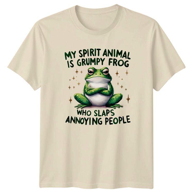 Grumpy Frog Slaps Annoying People TShirt Unisexs Unisexs Tees Top Spirit Animal Funny