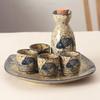 Wine Warmer Japanese Sake Pot Handmade Ceramic Cup Set Antique Wine Dispensing Pot Hot Pot Vintage Baijiu Cup Spirits Cup