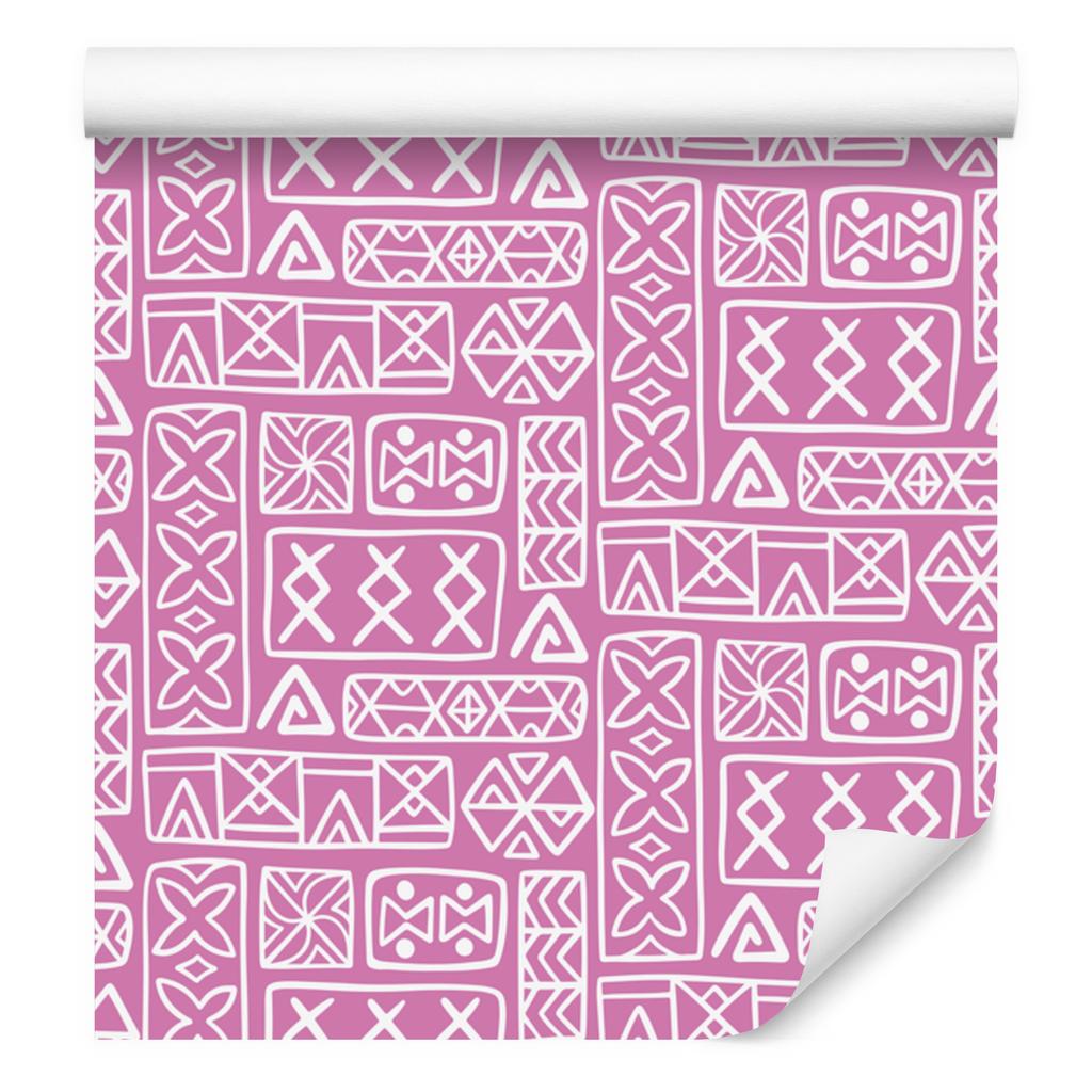 Polynesian Geometric Pattern Wallpaper Powder Pink and Purple 50x1000