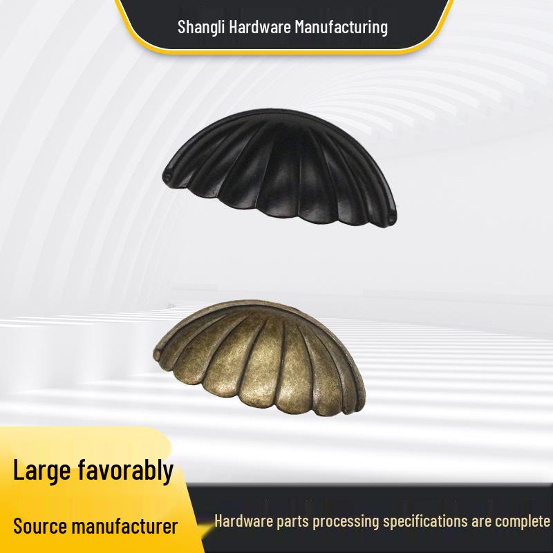 Retro Semicircular Shell Cabinet Handle with Patterned Alloy