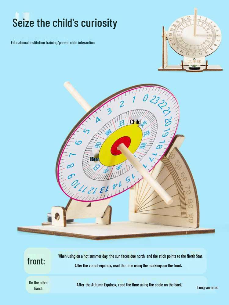 Children's Equatorial Sundial: Small Craft Sun Clock for Shadow Experiments and Science Projects