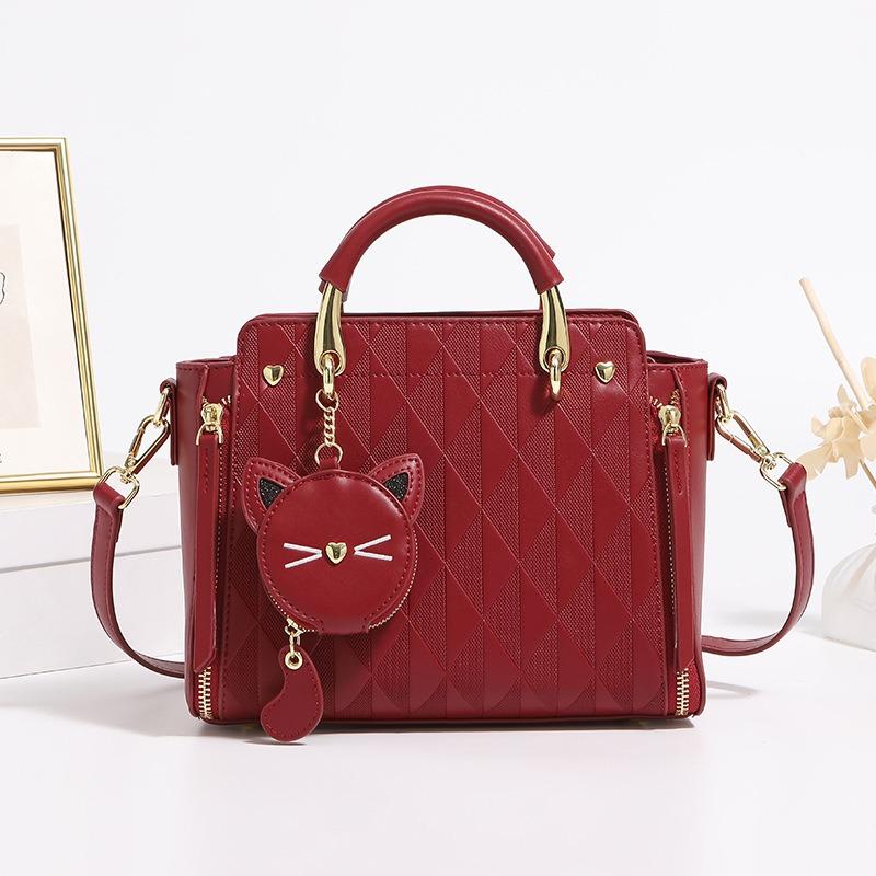 Leather Bag Women's Handbag New Messenger Bag Bucket Bag Fashionable Versatile Shoulder Bag Large Capacity