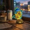 Desk Lamp Warm Light Cute Bedside Table Lamp Butterfly Rose Nightstand Lamps Stained Glass Shape Wing Shade Bedroom Decor Home Decor Romantic Gift