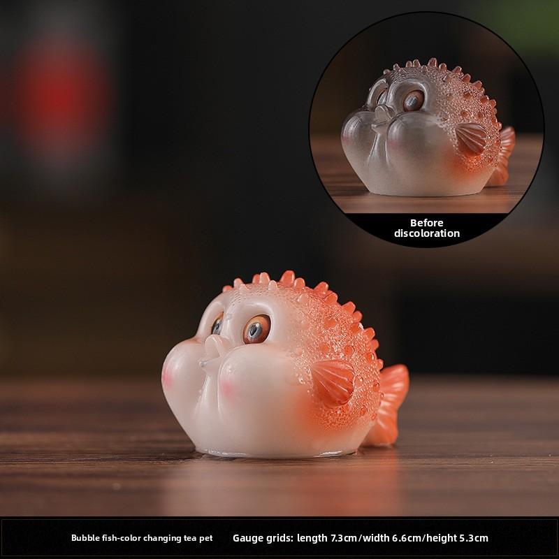 Interactive Color Changing Bubble Fish Tea Pet Fun Desk Toy for Stress Relief Tea Ceremony Novelty Decor Gift