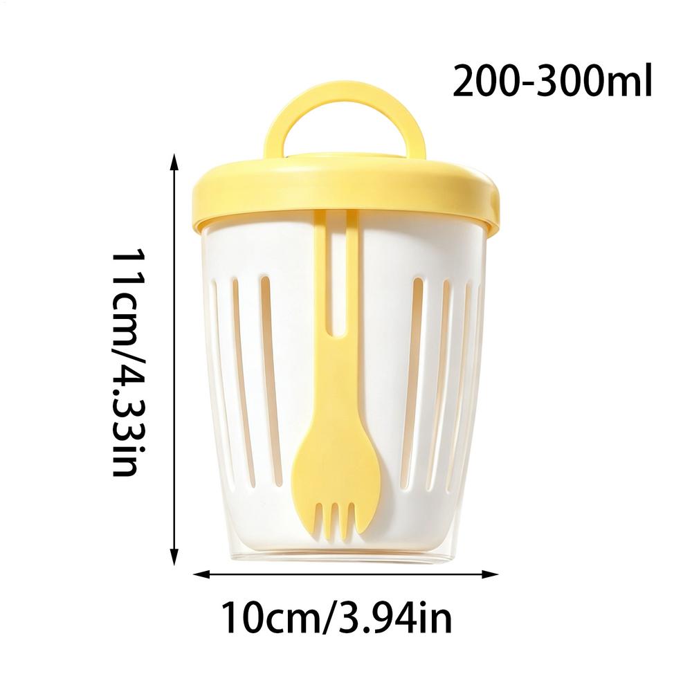 Yogurt Cups With Lids Double Wall Salad Cup Portable Leak Proof Oat Container With Fork&Handle Drain Fruit Cup Breakfast Cup