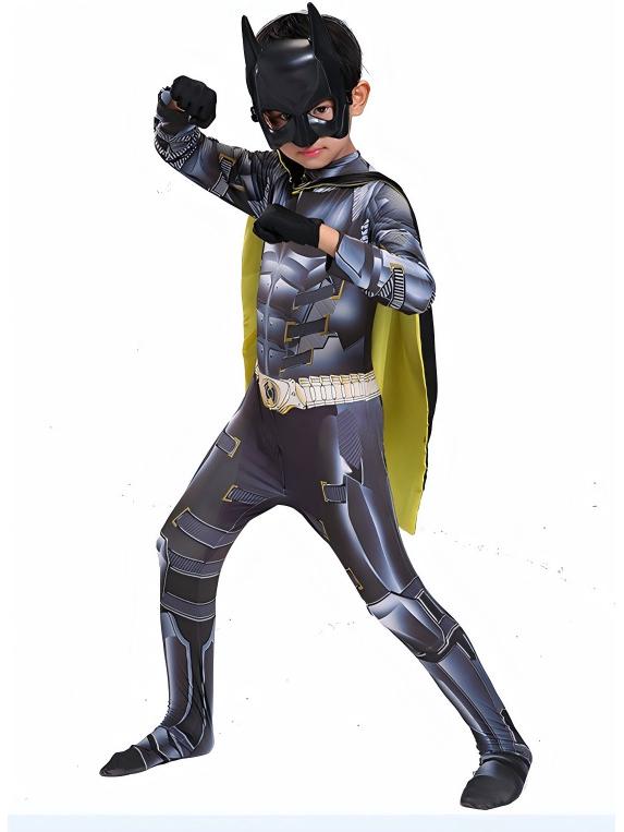 Kids' Halloween Cosplay Costume: Muscle Batman and Superman Jumpsuit Set