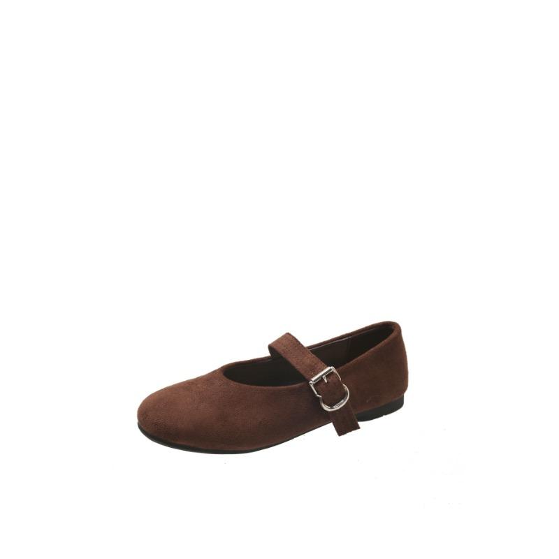Retro shallow mouth one-word buckle Mary Jane shoes women's new skirt flat-soled Doudou shoes