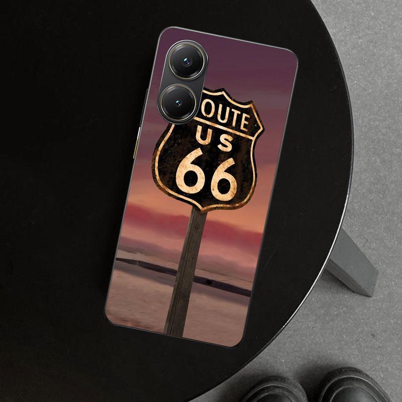 

America Route 66 Phone Case Cover for Xiaomi Poco X6 X5 X7 Pro F7 Ultra Redmi 15C 15 13C 13 12C 12 10C 10 10A 9C 9A 9T 9 Coque P Redmi 12C
