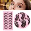 10 Pairs False Eyelashes No Residue D-Shaped 3D Effect Lady Handmade Extensions Artificial Eyelash for Beauty