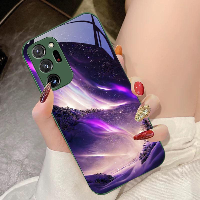 Brilliant Starry Sky For Samsung Galaxy Note 8 9 10 PRO 20 Ultra A01 02 03 Core 04E 4G 12 13 5G Tempering Glass Phone Case