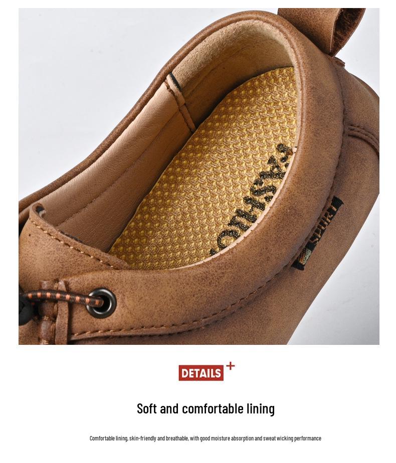 Spring Plus Size Hand-stitched Men's Leather Moccasins - Fashionable & Versatile Casual Shoes