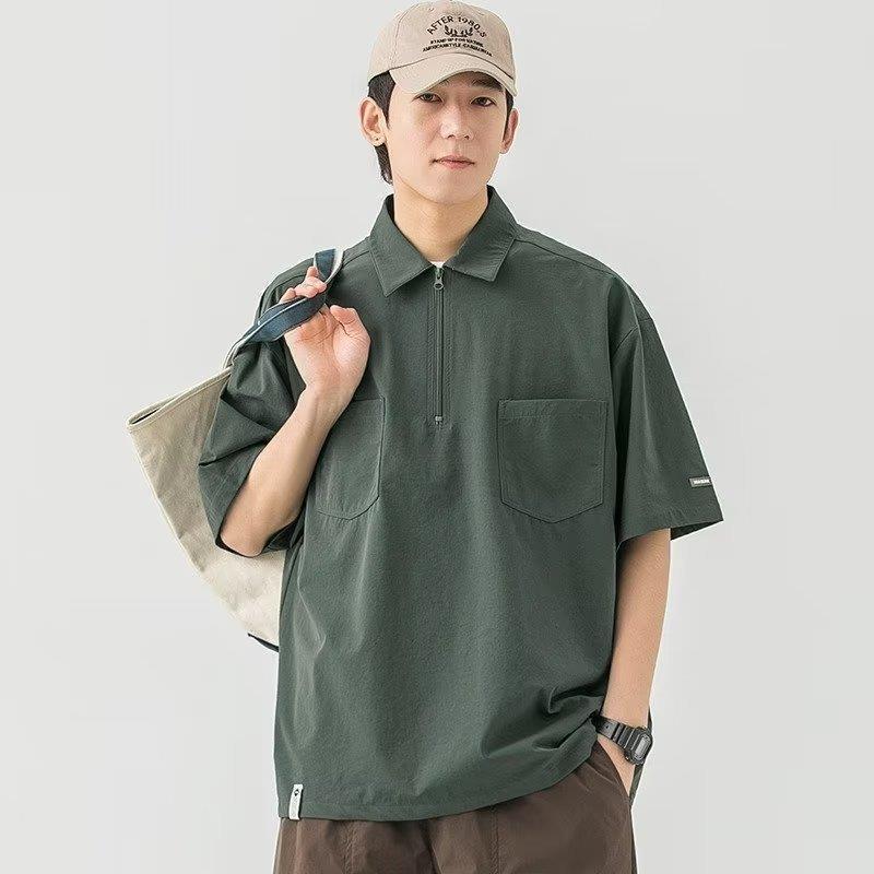 

Модное мужское летнее поло с коротким рукавом однотонной расцветки 2023 Medium зелёный