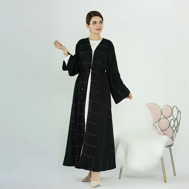 Fashion 2023 Ethnic Style Shoelace Pure Color Cardigan Dress Solid Color Cardigan Dress