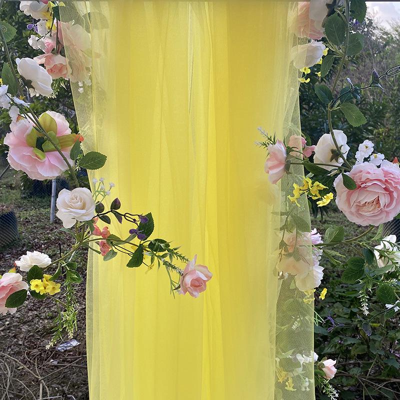 White Gauze Wedding Arch & Ceiling Drape – Chinese Style Outdoor Photo Backdrop