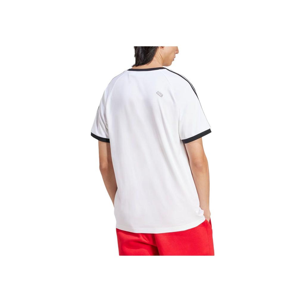 Adidas Originals X Mickey Mouse SS24 Embroidered Logo Striped Slim Fit T-Shirt Men Tops White IY2270