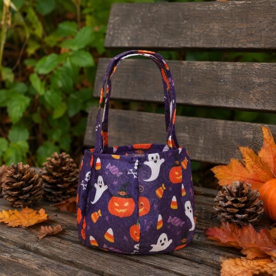 Baizihuahu Halloween Candy Bucket for Kids, Non-Woven Trick or Treat Tote Basket, Pumpkin Ghost Snack Holder with Handle Party Favors