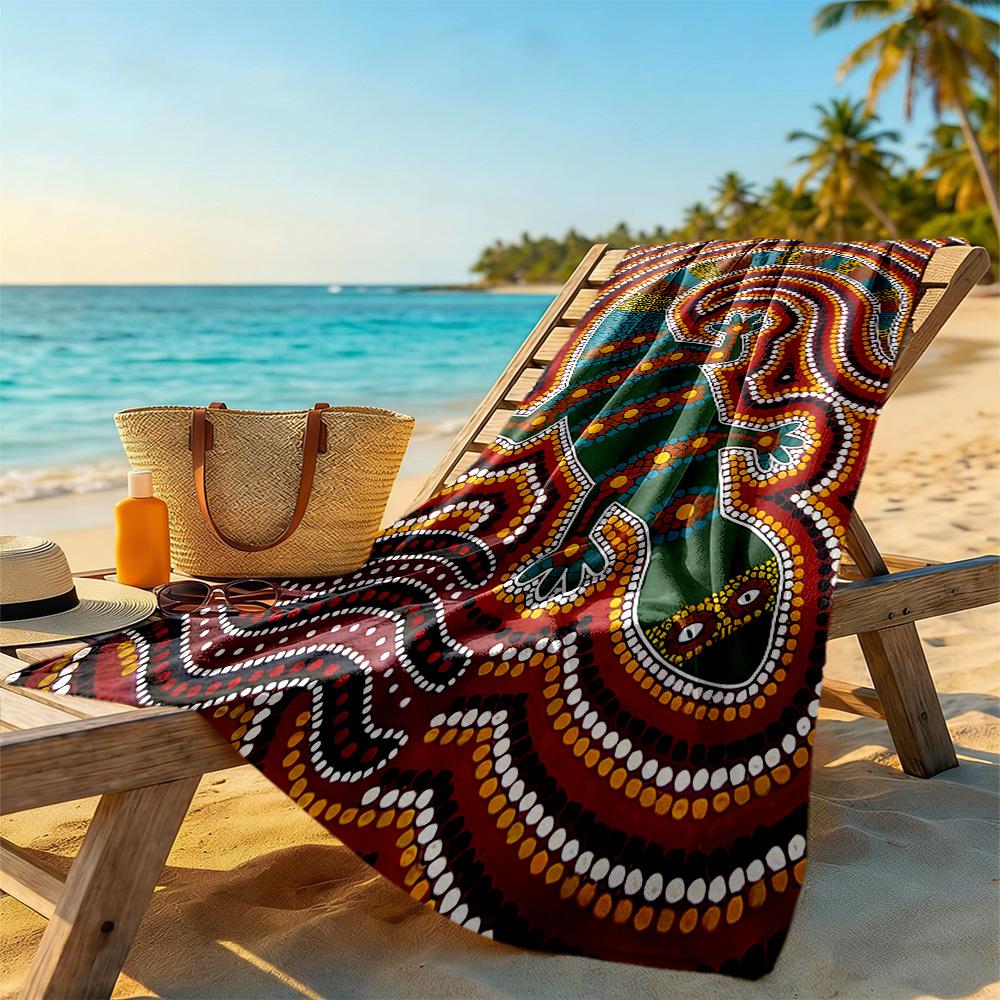 Australian Aboriginal Style Beach Towel High Absorbency & Quick-Dry Comfortable Lightweight Suitable for Swimming, Gym, Camping, Yoga Vacation